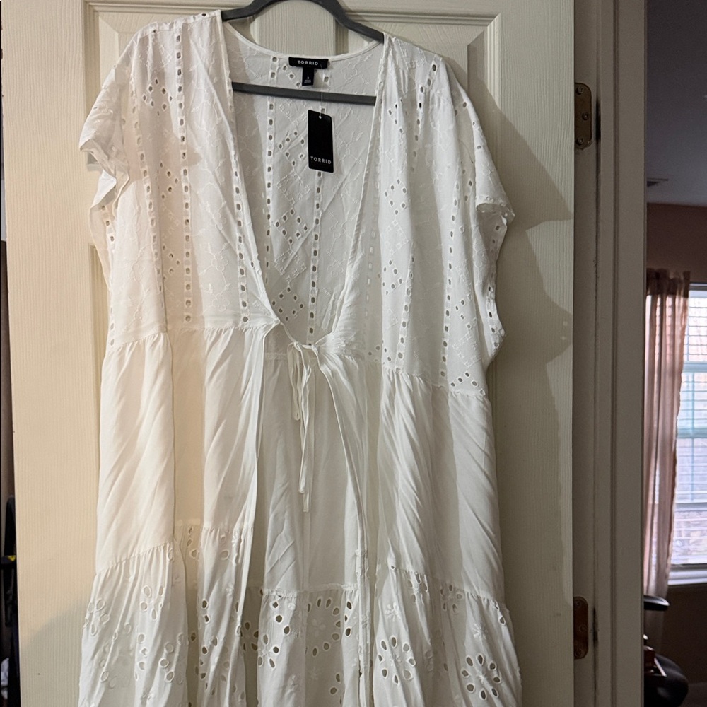 torrid White Eyelet Tiered Maxi Dress